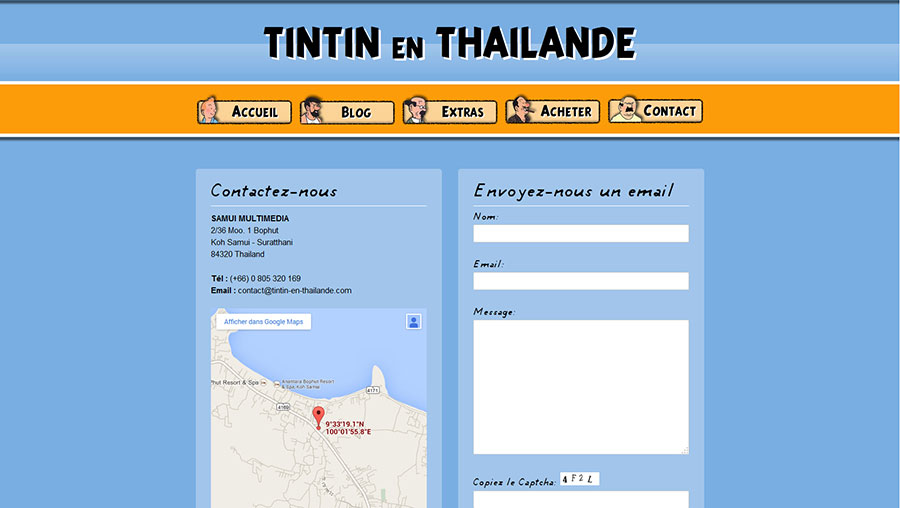 Website - Tintin en Thaïlande